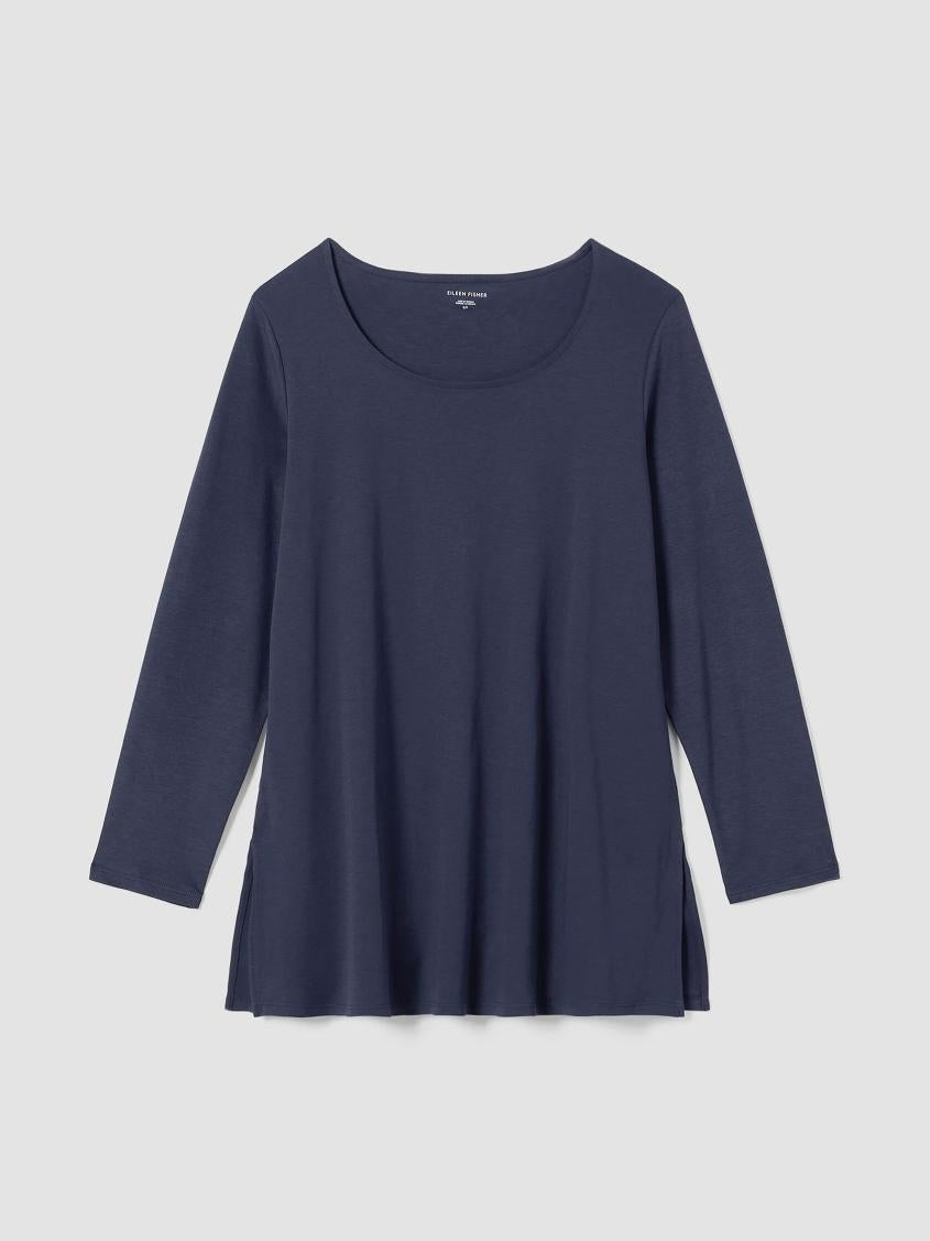 Eileen Fisher Sleepwear | Organic Cotton Interlock Long Sleep Top Indigo - Women