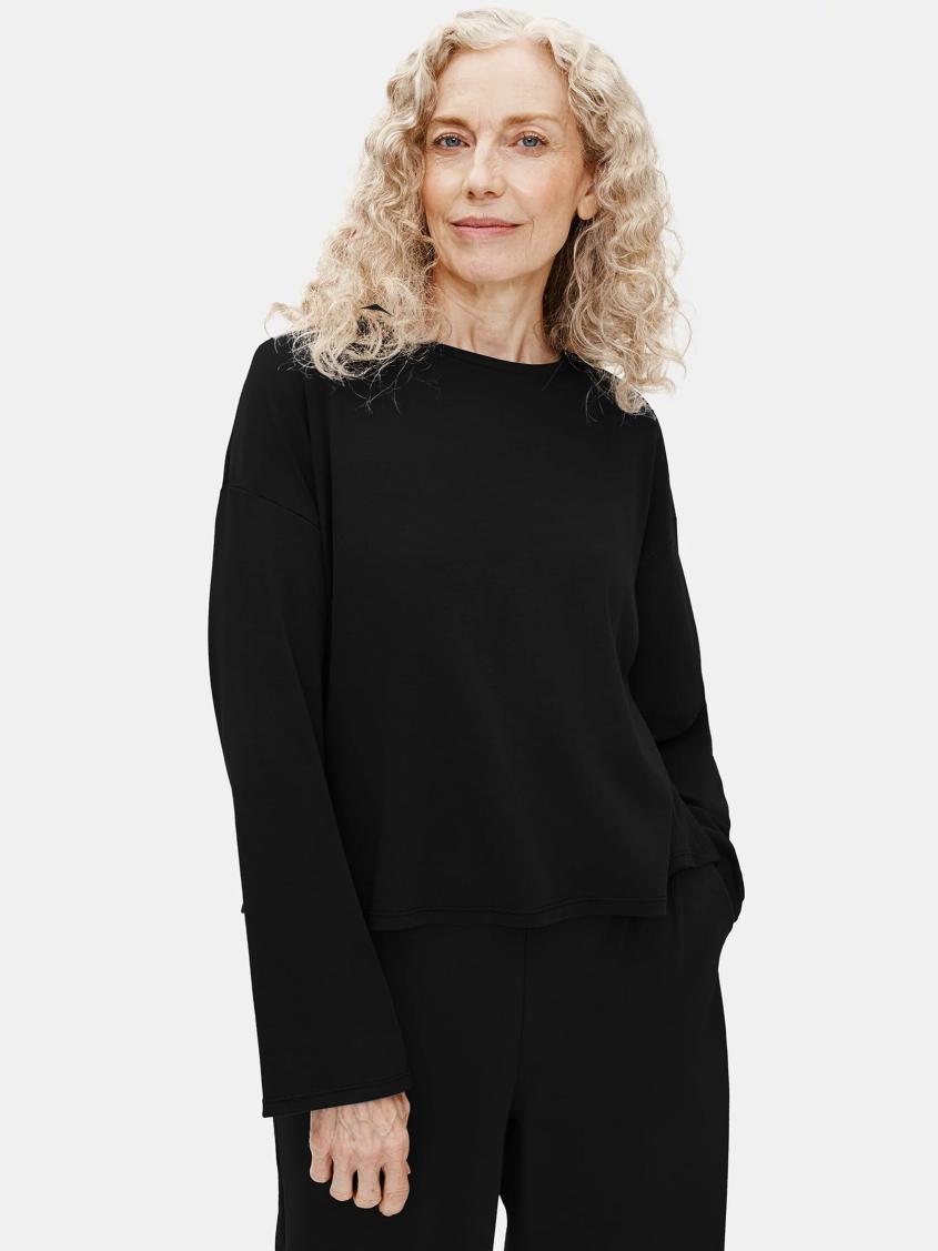 Eileen Fisher Sleepwear | Organic Cotton Interlock Sleep Box-Top Black - Women