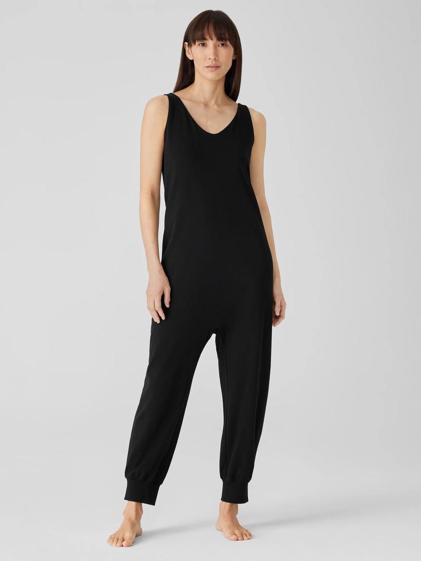 Eileen Fisher Sleepwear | Organic Cotton Interlock Sleep Jumpsuit Black - Women