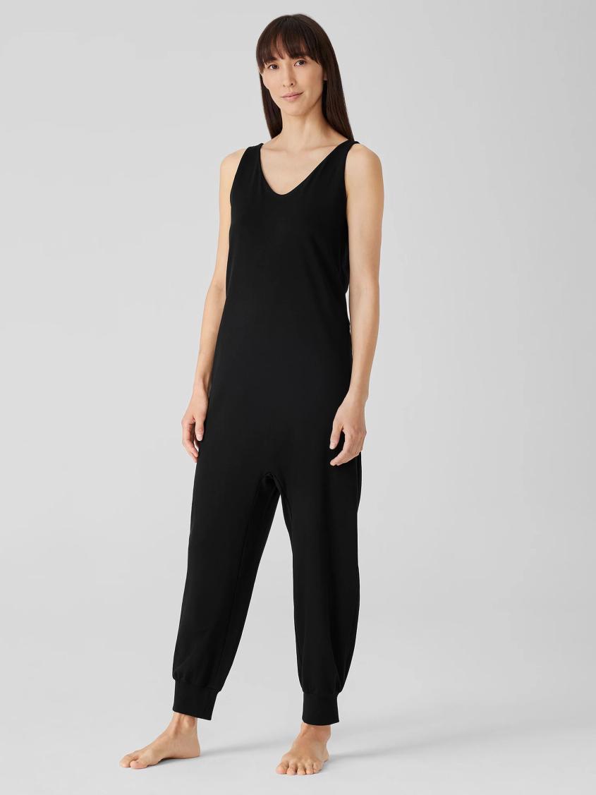 Eileen Fisher Sleepwear | Organic Cotton Interlock Sleep Jumpsuit Black - Women
