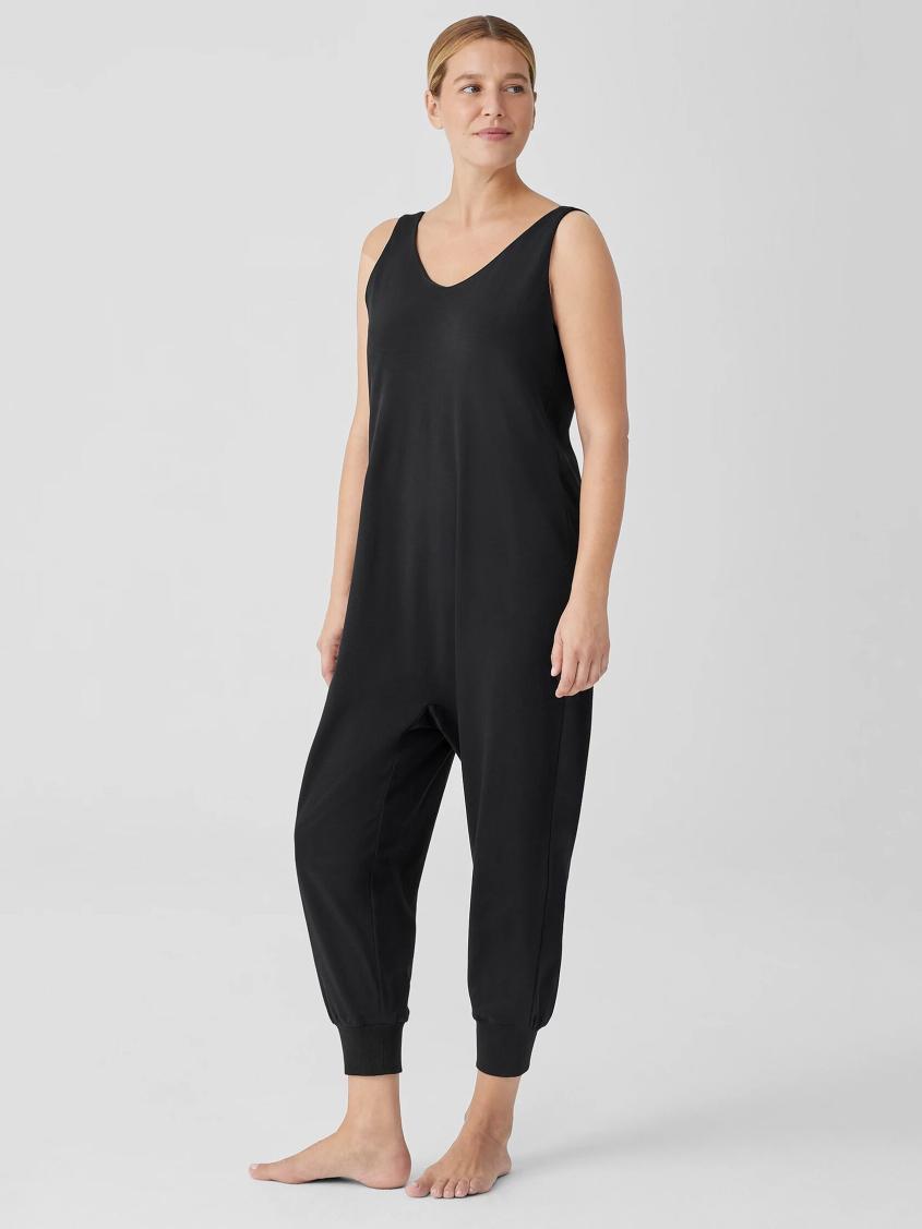 Eileen Fisher Sleepwear | Organic Cotton Interlock Sleep Jumpsuit Black - Women