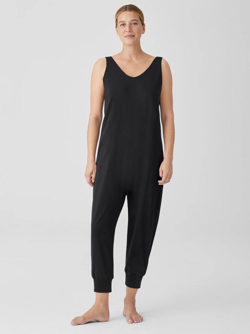 Eileen Fisher Sleepwear | Organic Cotton Interlock Sleep Jumpsuit Black - Women