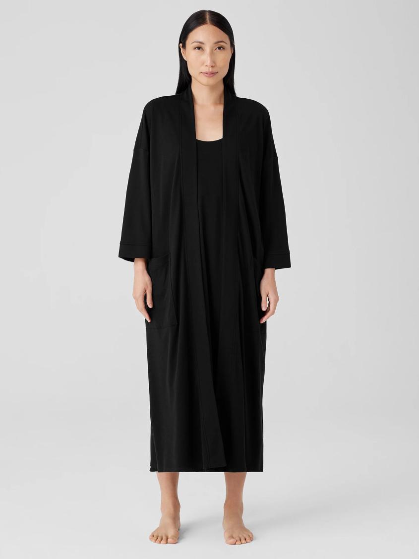 Eileen Fisher Sleepwear | Organic Cotton Interlock Sleep Robe Black - Women