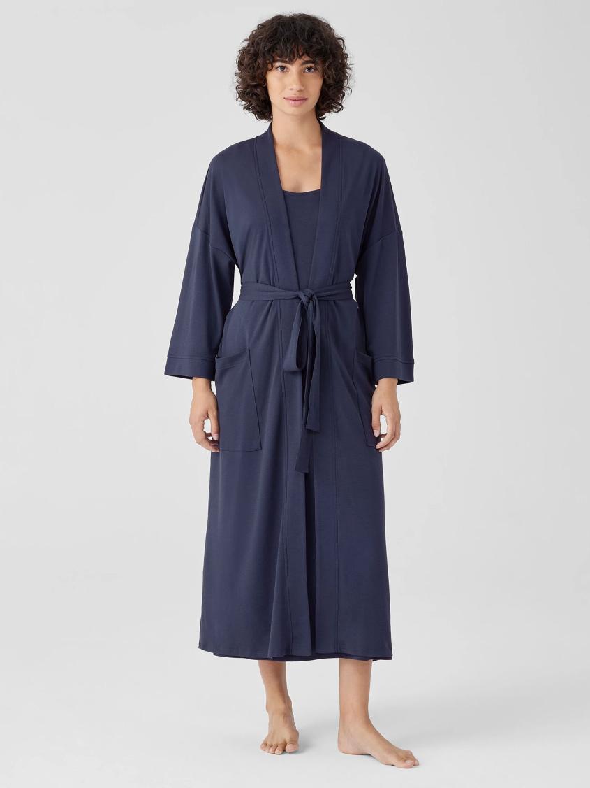 Eileen Fisher Sleepwear | Organic Cotton Interlock Sleep Robe Indigo - Women