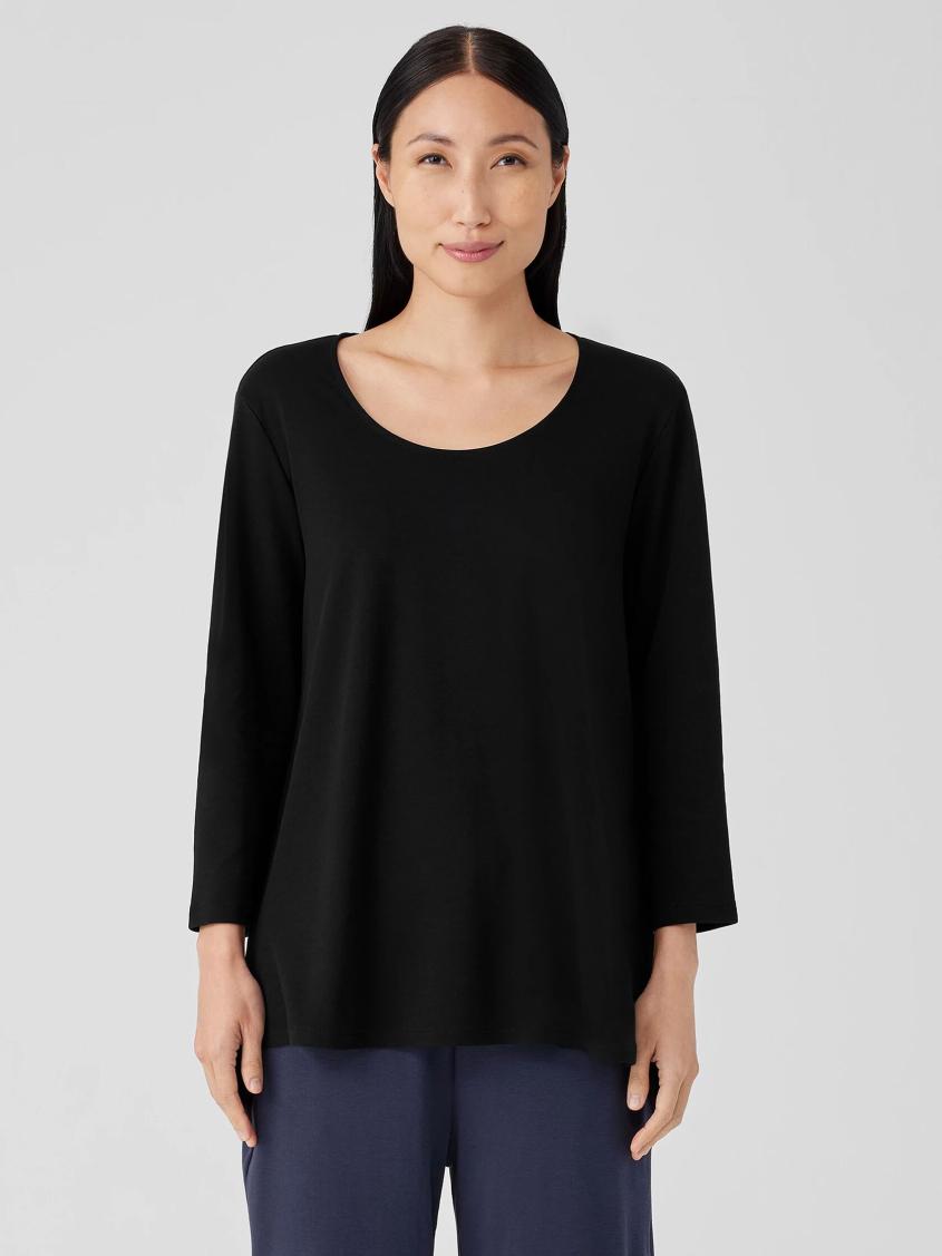 Eileen Fisher Sleepwear | Organic Cotton Interlock U-Neck Sleep Top Black - Women
