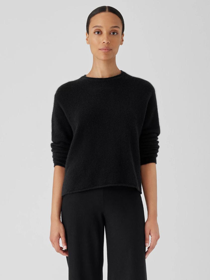 Eileen Fisher Sweaters &amp; Cardigans | Cashmere Silk Bliss Crew Neck Top Black - Women