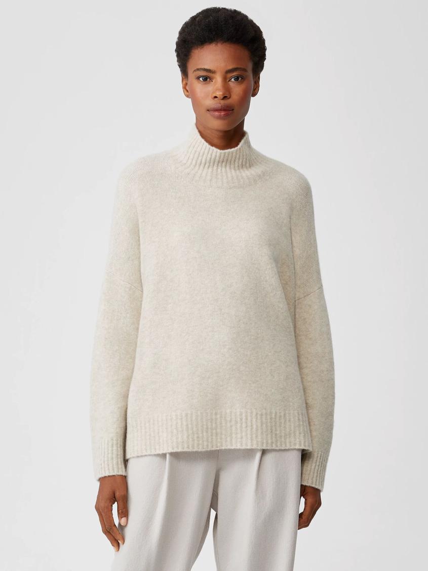 Eileen Fisher Sweaters &amp; Cardigans | Cashmere Silk Bliss Turtleneck Box-Top Maple Oat - Women