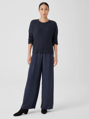 Eileen Fisher Sweaters &amp; Cardigans | Cotton And Recycled Cashmere Crew Neck Box-Top Ocean - Women