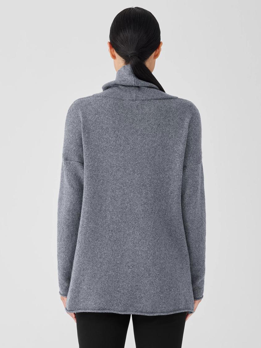 Eileen Fisher Sweaters &amp; Cardigans | Cotton And Recycled Cashmere Turtleneck Long Top Ash - Women