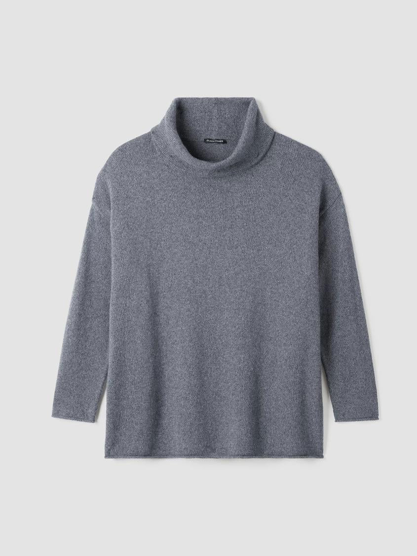 Eileen Fisher Sweaters &amp; Cardigans | Cotton And Recycled Cashmere Turtleneck Long Top Ash - Women