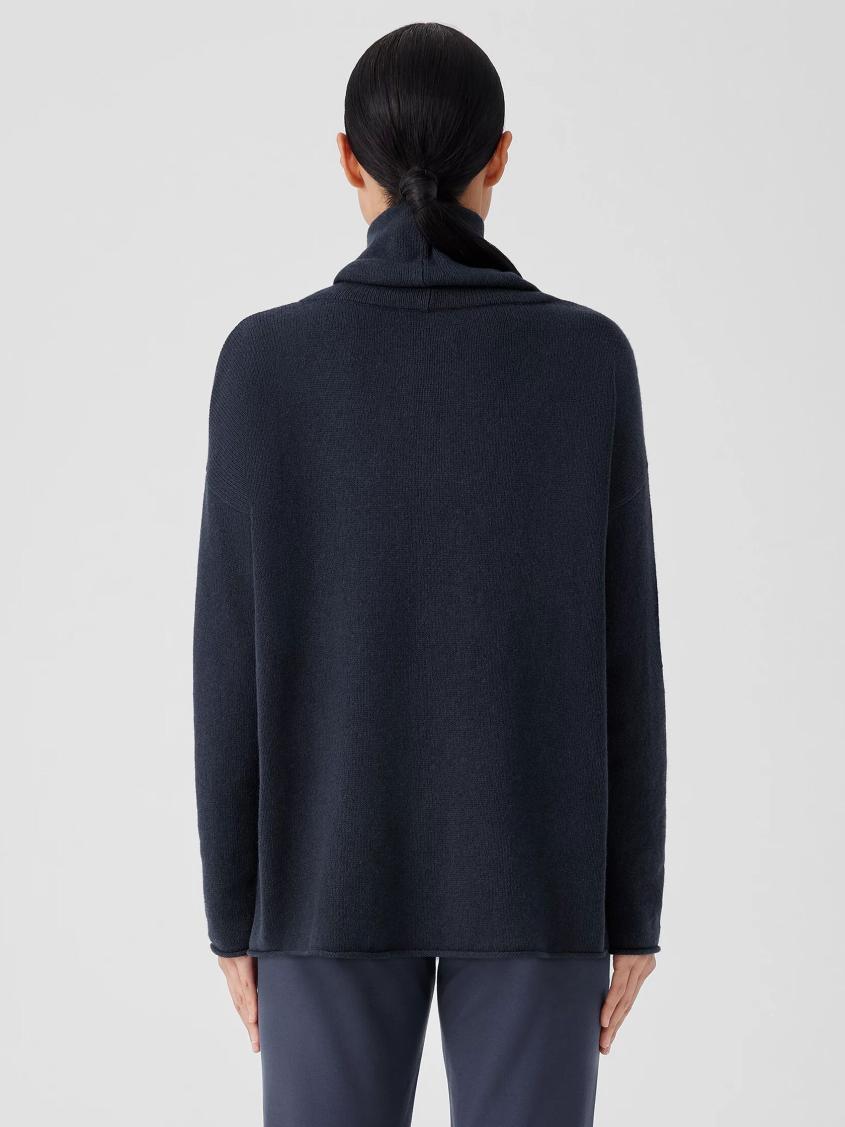 Eileen Fisher Sweaters &amp; Cardigans | Cotton And Recycled Cashmere Turtleneck Long Top Ocean - Women