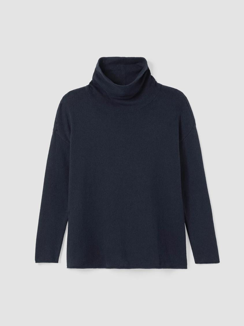 Eileen Fisher Sweaters &amp; Cardigans | Cotton And Recycled Cashmere Turtleneck Long Top Ocean - Women