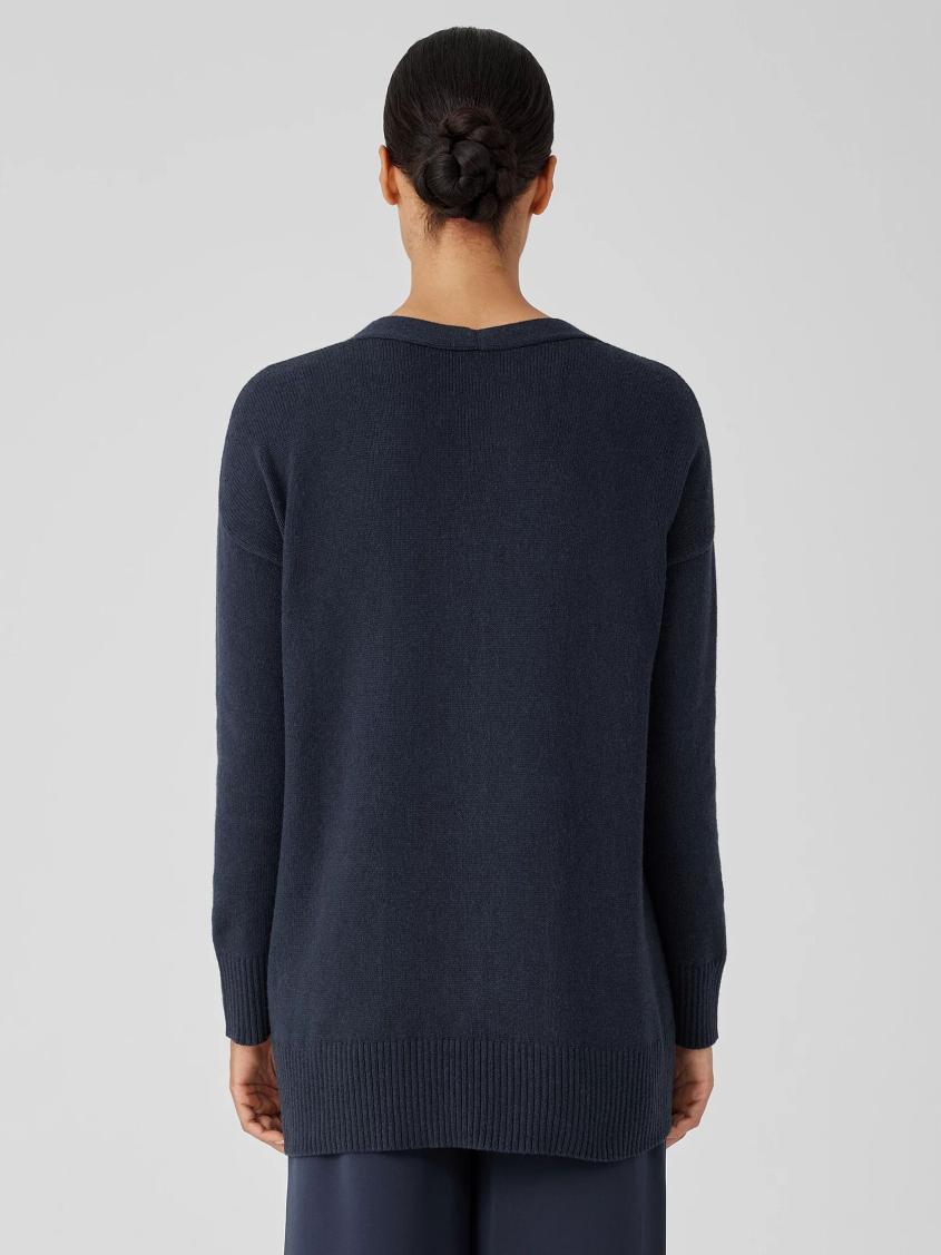 Eileen Fisher Sweaters &amp; Cardigans | Cotton And Recycled Cashmere V-Neck Cardigan Ocean - Women