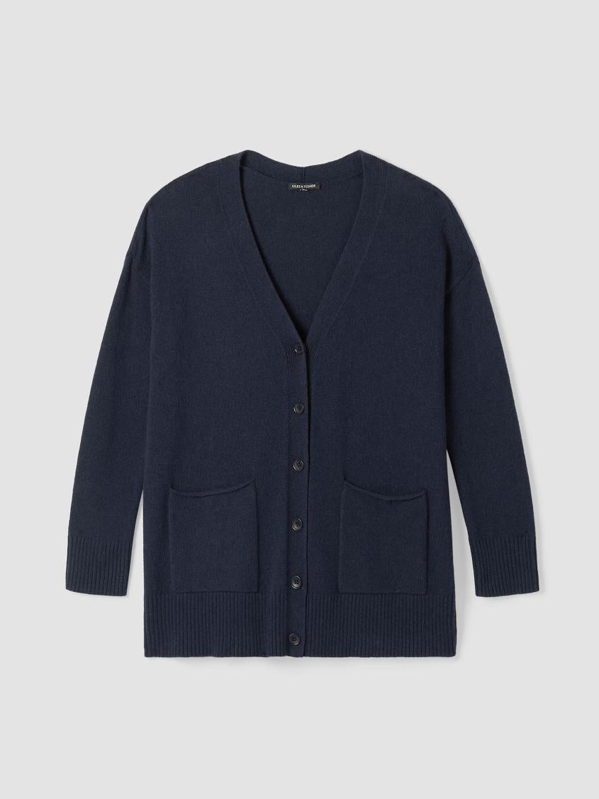 Eileen Fisher Sweaters &amp; Cardigans | Cotton And Recycled Cashmere V-Neck Cardigan Ocean - Women