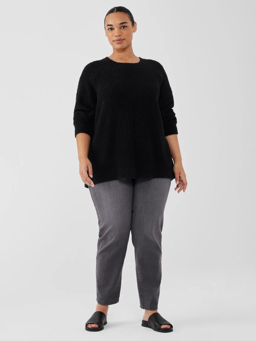 Eileen Fisher Sweaters &amp; Cardigans | Cotton Fluff Crew Neck Long Top Black - Women