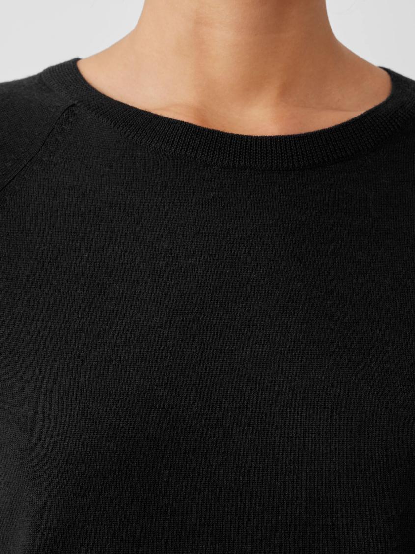 Eileen Fisher Sweaters &amp; Cardigans | Fine Merino Jersey Crew Neck Top In Regenerative Wool Black - Women