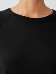 Eileen Fisher Sweaters &amp; Cardigans | Fine Merino Jersey Crew Neck Top In Regenerative Wool Black - Women