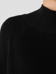 Eileen Fisher Sweaters &amp; Cardigans | Merino Cropped Turtleneck Top In Regenerative Wool Black - Women