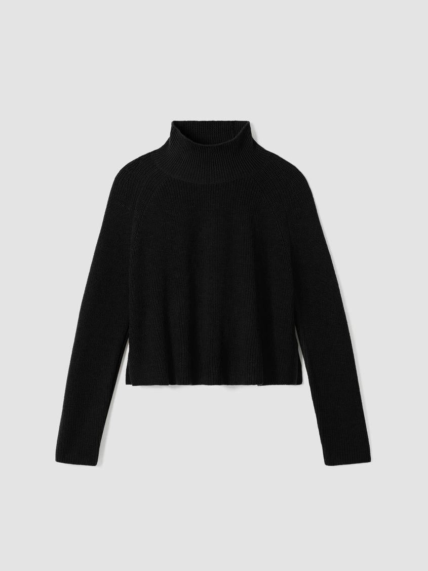 Eileen Fisher Sweaters &amp; Cardigans | Merino Cropped Turtleneck Top In Regenerative Wool Black - Women