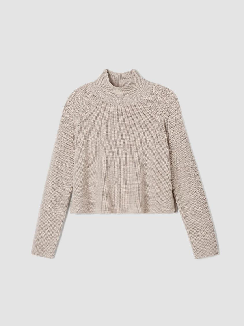 Eileen Fisher Sweaters &amp; Cardigans | Merino Cropped Turtleneck Top In Regenerative Wool Black - Women