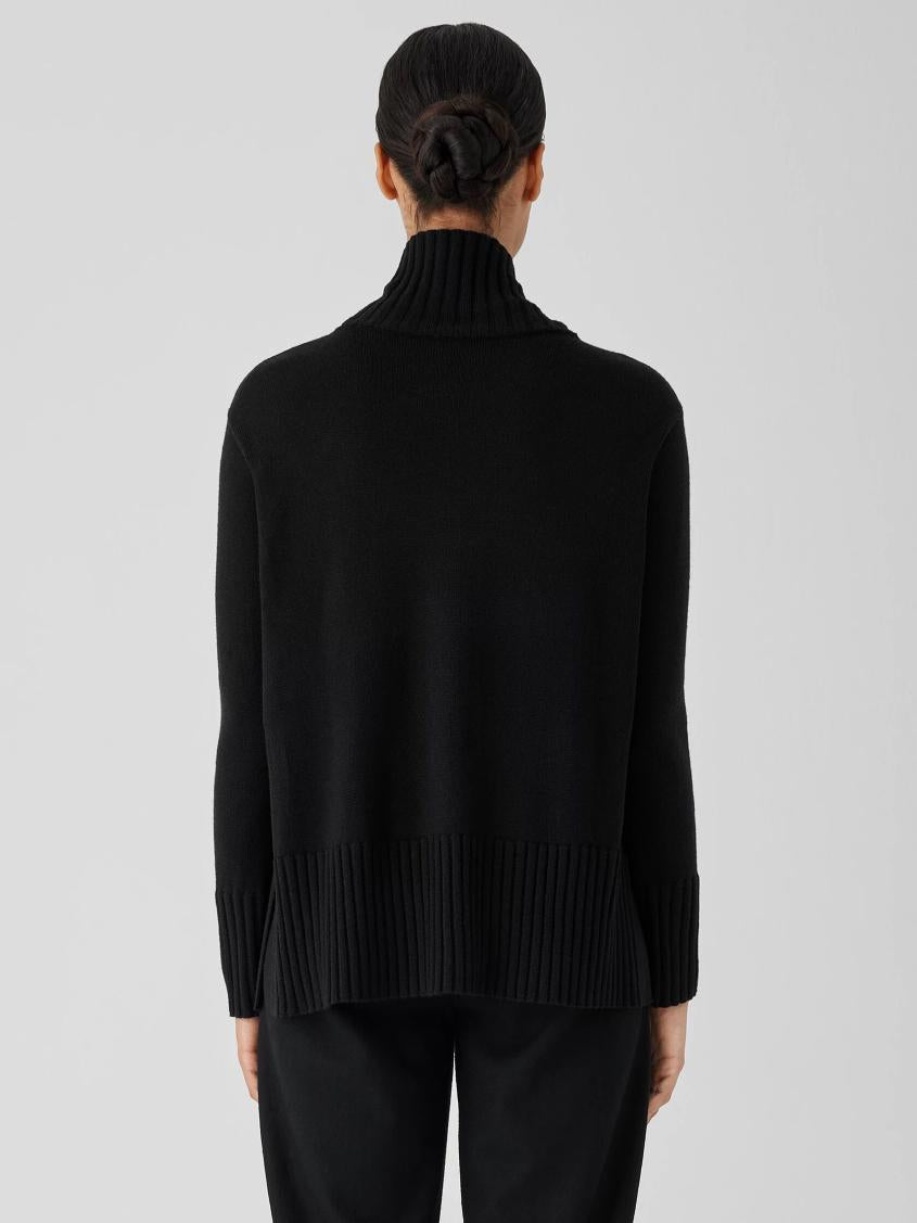 Eileen Fisher Sweaters &amp; Cardigans | Merino Jersey Turtleneck In Regenerative Wool Black - Women