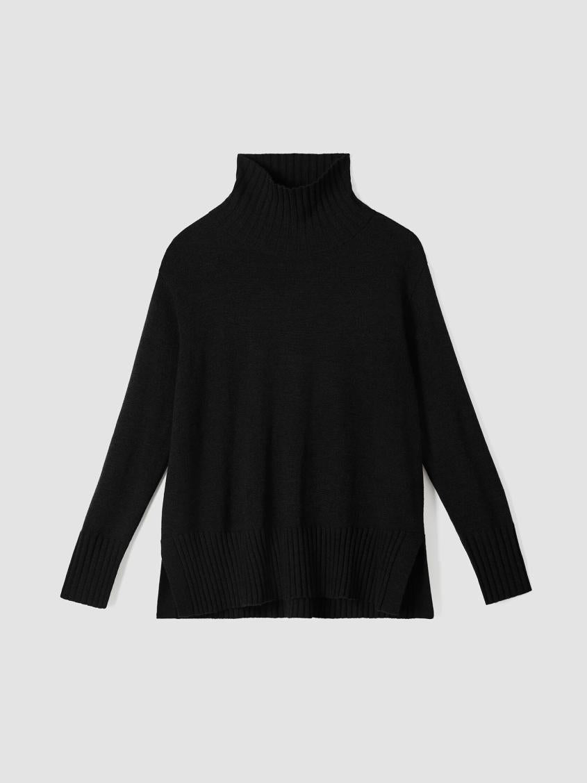 Eileen Fisher Sweaters &amp; Cardigans | Merino Jersey Turtleneck In Regenerative Wool Black - Women