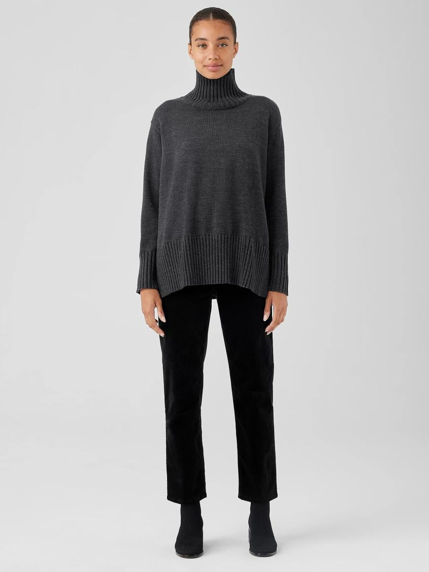 Eileen Fisher Sweaters &amp; Cardigans | Merino Jersey Turtleneck In Regenerative Wool Charcoal - Women
