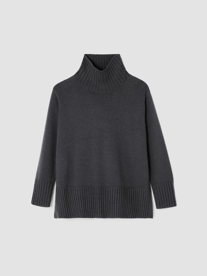 Eileen Fisher Sweaters &amp; Cardigans | Merino Jersey Turtleneck In Regenerative Wool Charcoal - Women