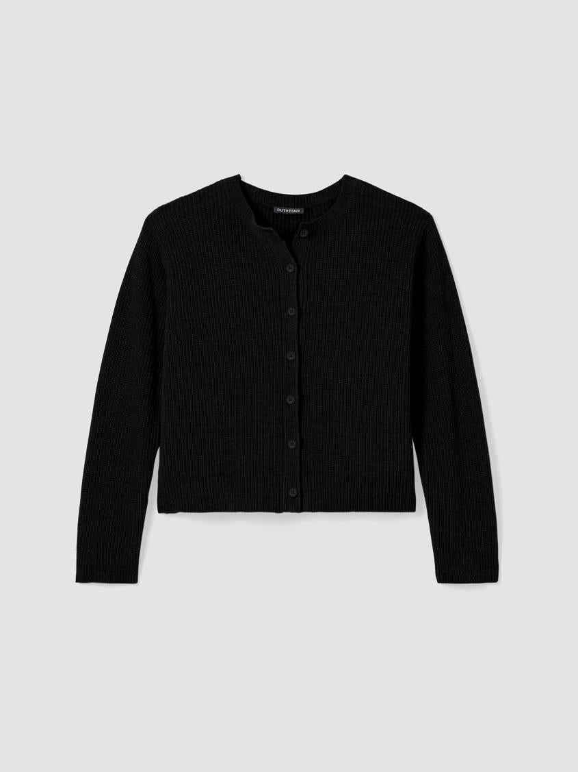 Eileen Fisher Sweaters &amp; Cardigans | Organic Cotton Chenille Crew Neck Cardigan Black - Women