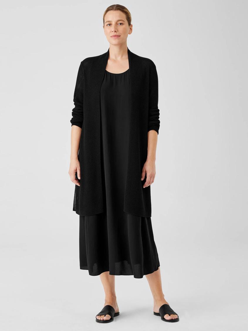 Eileen Fisher Sweaters &amp; Cardigans | Organic Cotton Silk Cord Long Cardigan Black - Women
