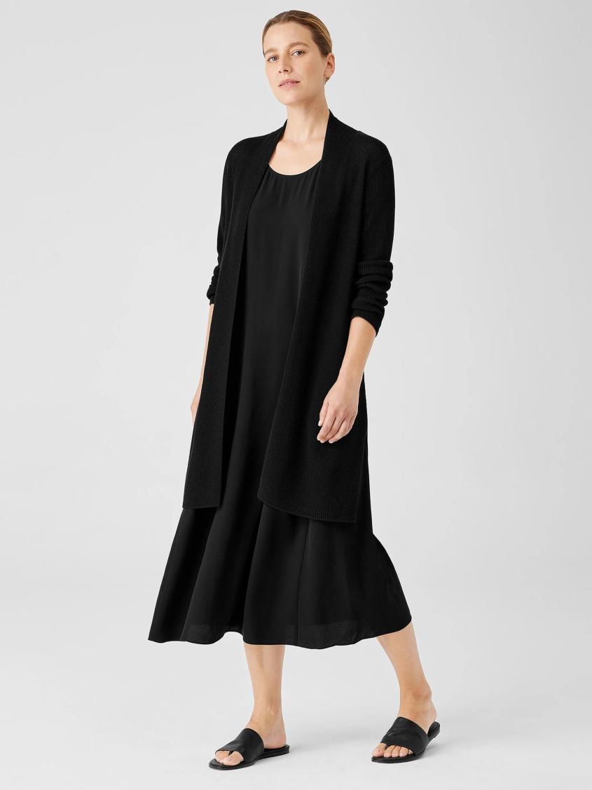 Eileen Fisher Sweaters &amp; Cardigans | Organic Cotton Silk Cord Long Cardigan Black - Women