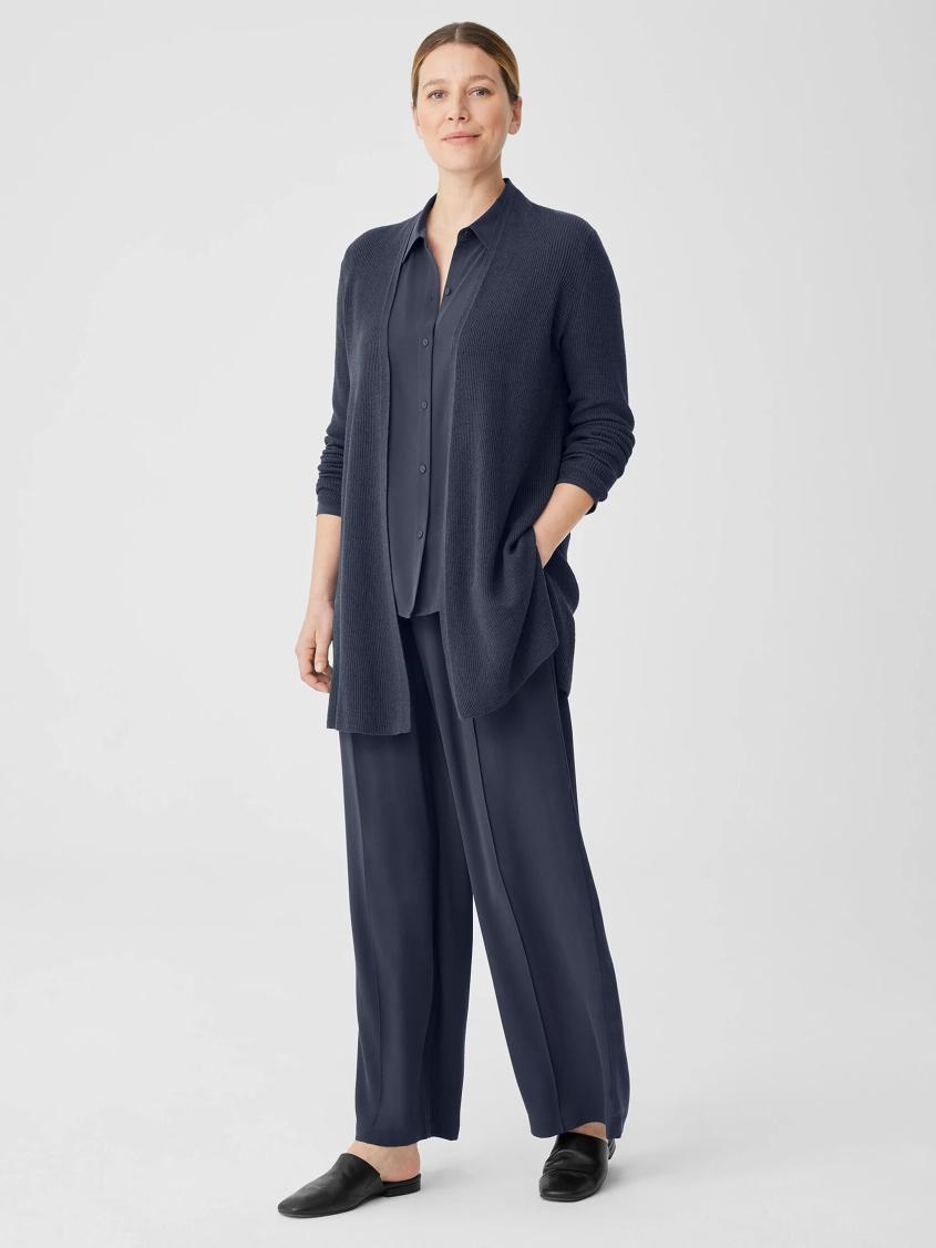 Eileen Fisher Sweaters &amp; Cardigans | Organic Linen Cotton Airy Tuck Long Cardigan Ocean - Women