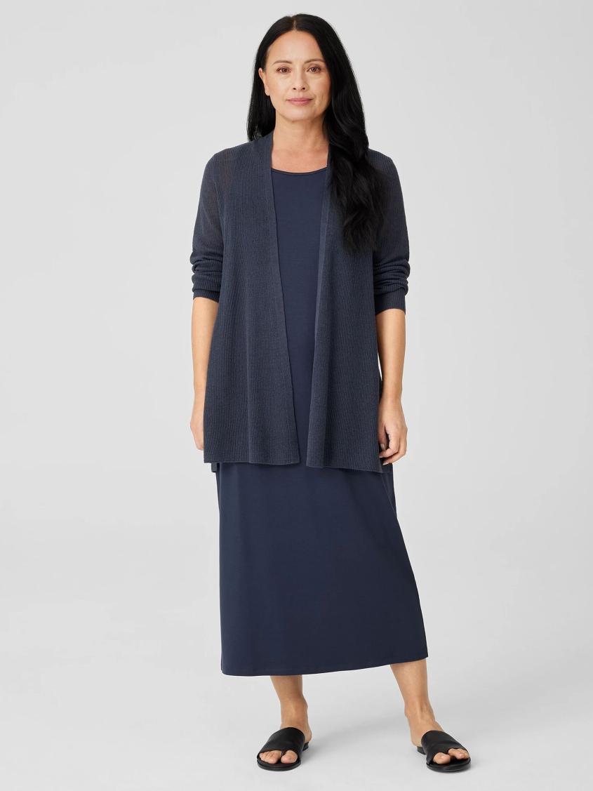 Eileen Fisher Sweaters &amp; Cardigans | Organic Linen Cotton Airy Tuck Long Cardigan Ocean - Women