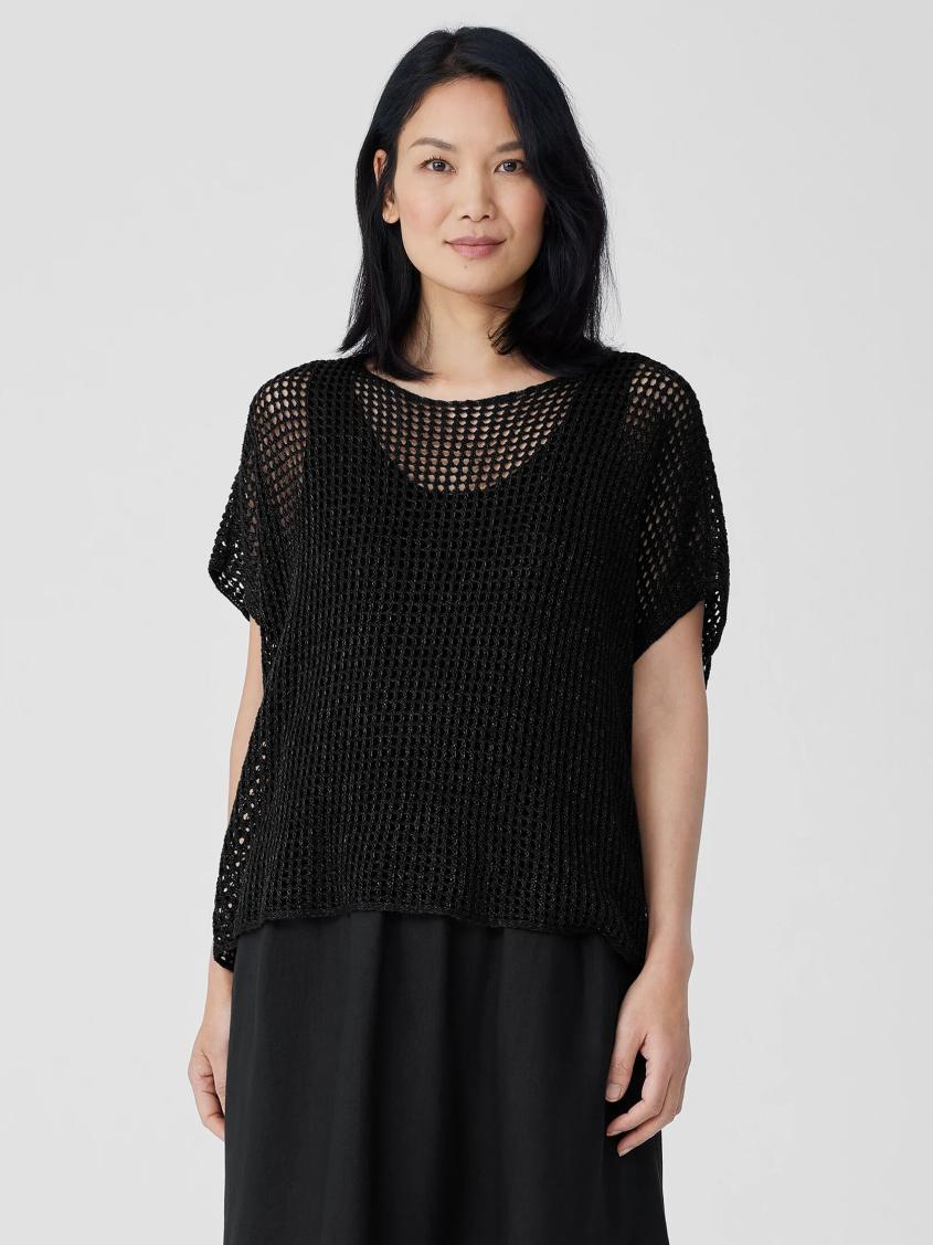 Eileen Fisher Sweaters &amp; Cardigans | Organic Linen Délavé Bateau Neck Top Black - Women