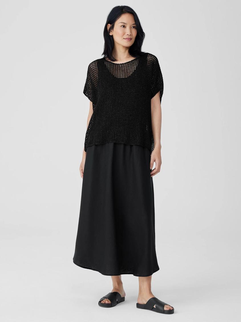 Eileen Fisher Sweaters &amp; Cardigans | Organic Linen Délavé Bateau Neck Top Black - Women