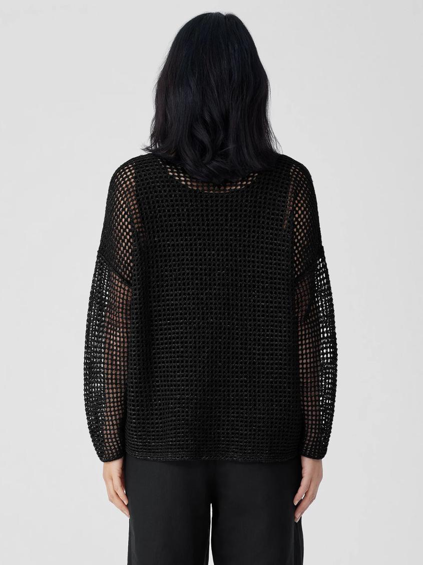 Eileen Fisher Sweaters &amp; Cardigans | Organic Linen Délavé Round Neck Top Black - Women