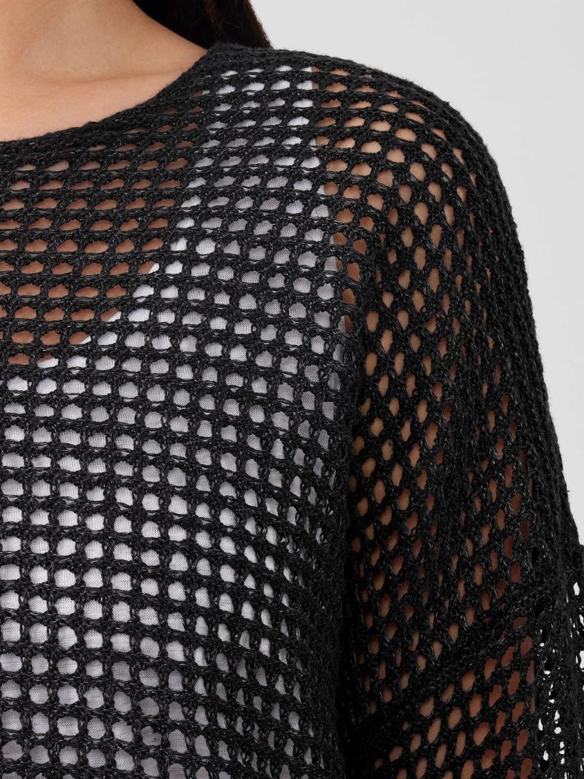 Eileen Fisher Sweaters &amp; Cardigans | Organic Linen Délavé Round Neck Top Black - Women