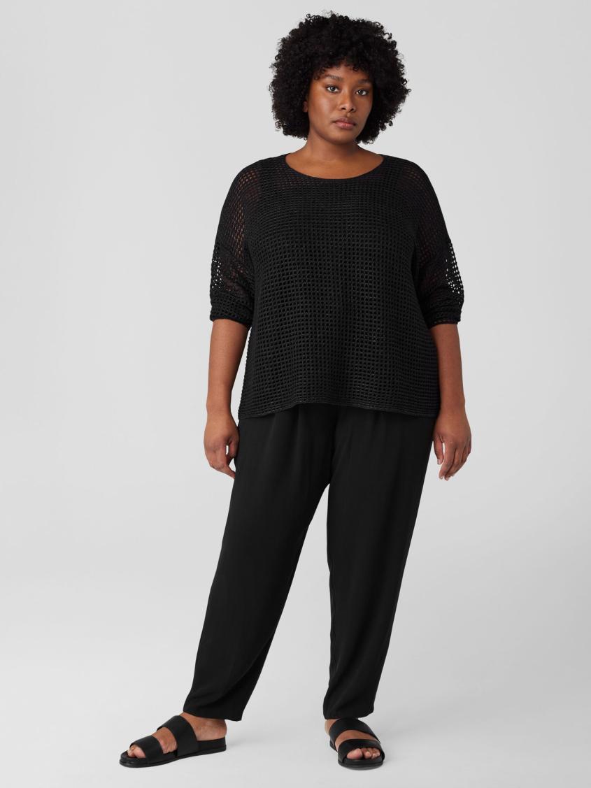 Eileen Fisher Sweaters &amp; Cardigans | Organic Linen Délavé Round Neck Top Black - Women