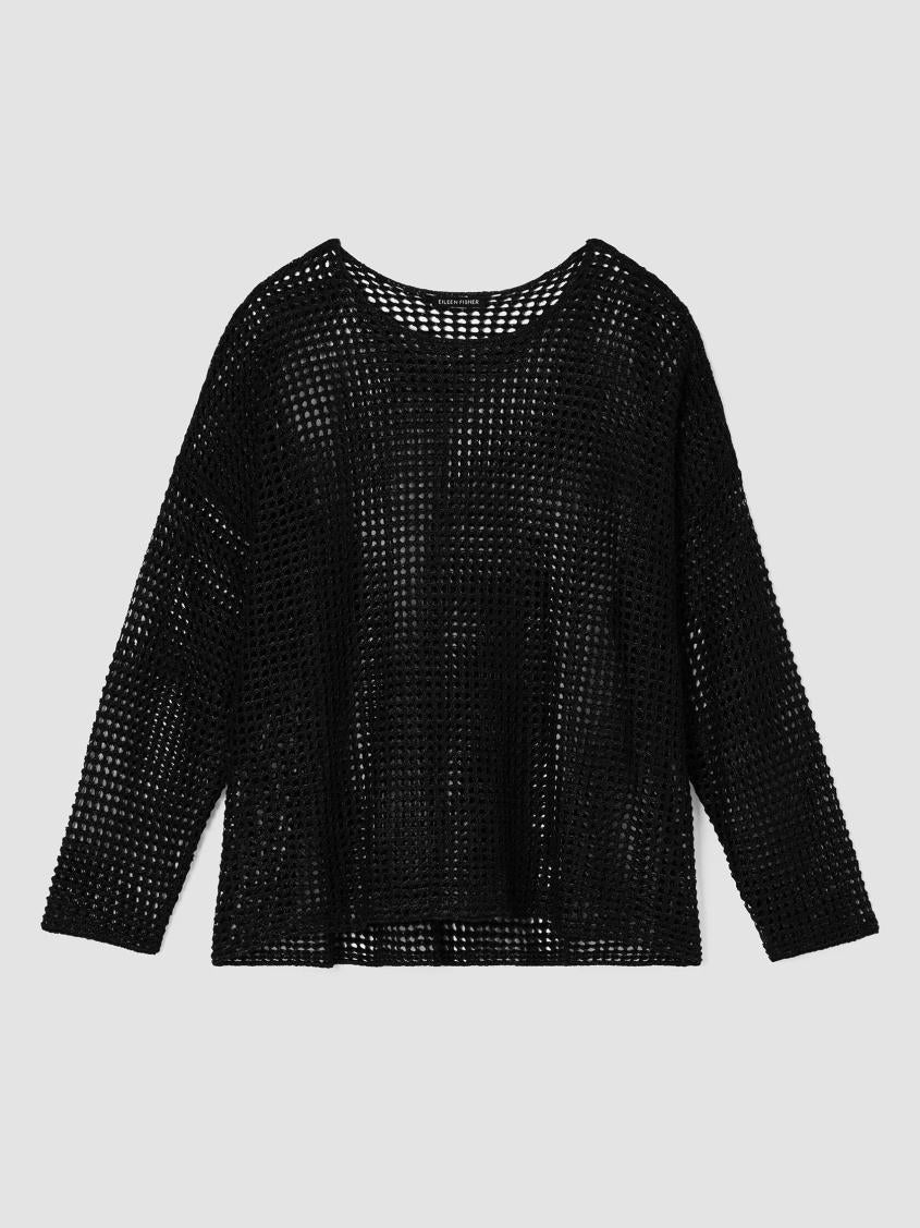 Eileen Fisher Sweaters &amp; Cardigans | Organic Linen Délavé Round Neck Top Black - Women
