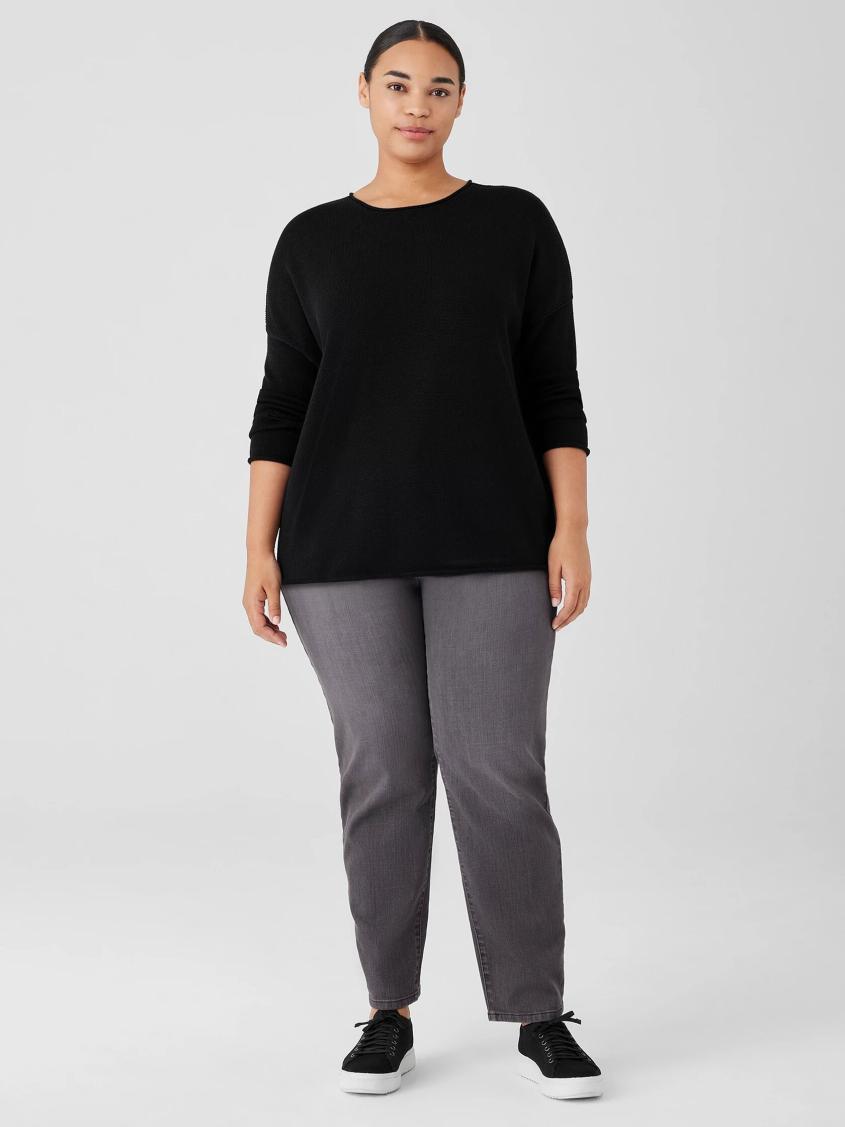 Eileen Fisher Sweaters &amp; Cardigans | Peruvian Cotton Blend Crew Neck Top Black - Women