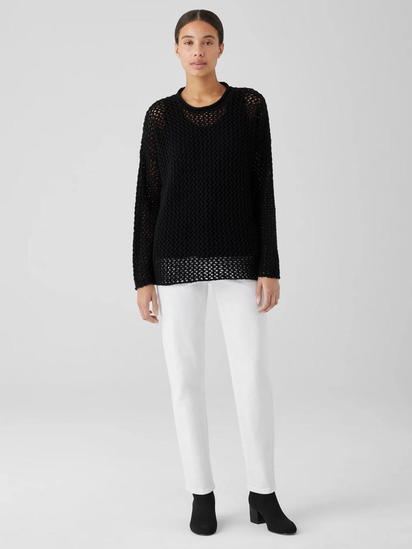 Eileen Fisher Sweaters &amp; Cardigans | Peruvian Organic Cotton Boucle Crew Neck Top Black - Women