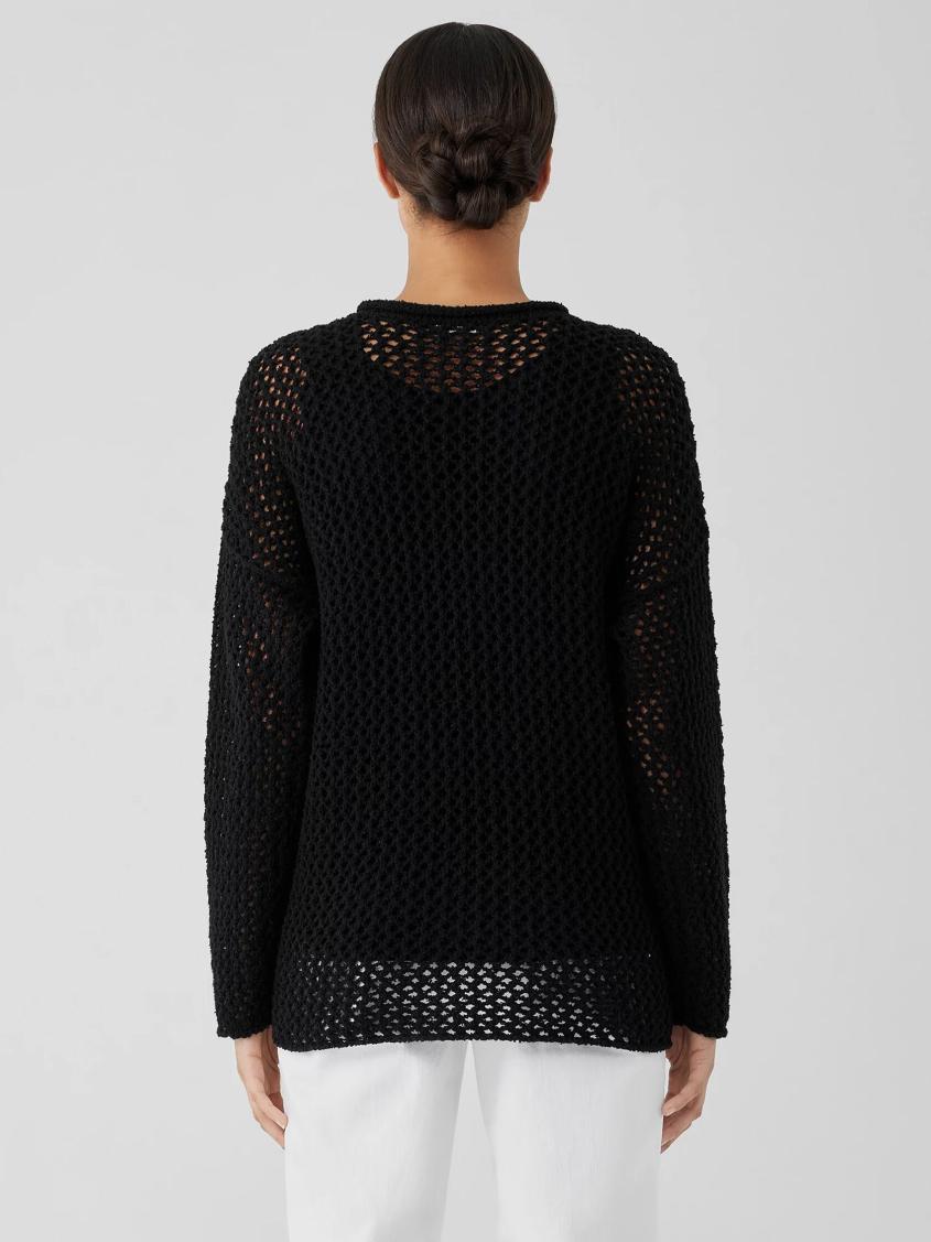 Eileen Fisher Sweaters &amp; Cardigans | Peruvian Organic Cotton Boucle Crew Neck Top Black - Women