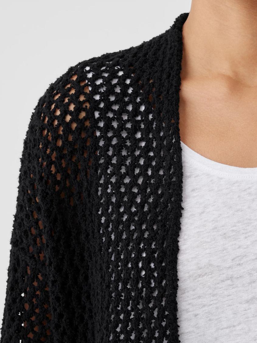 Eileen Fisher Sweaters &amp; Cardigans | Peruvian Organic Cotton Boucle High Collar Cardigan Black - Women
