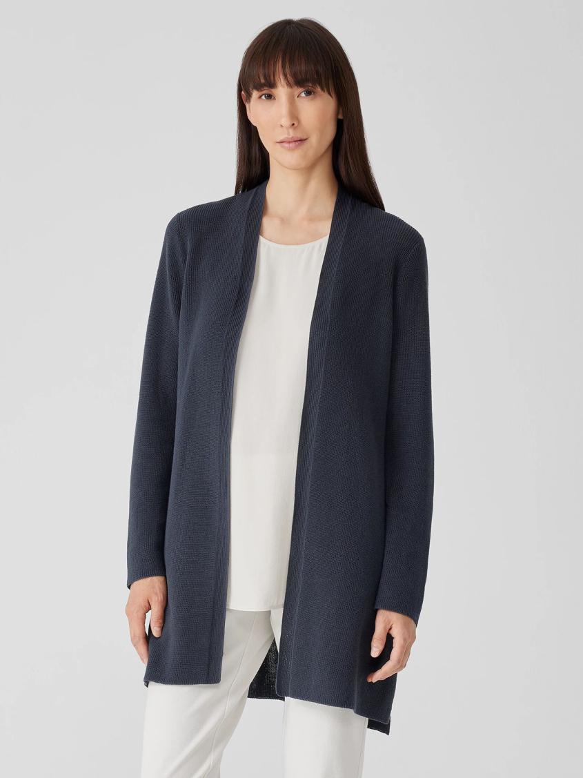 Eileen Fisher Sweaters &amp; Cardigans | Peruvian Organic Cotton Crepe Cardigan Ocean - Women