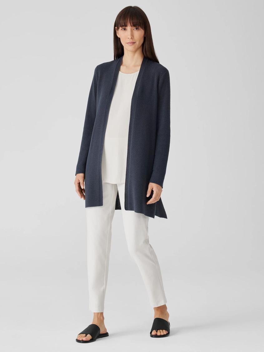 Eileen Fisher Sweaters &amp; Cardigans | Peruvian Organic Cotton Crepe Cardigan Ocean - Women