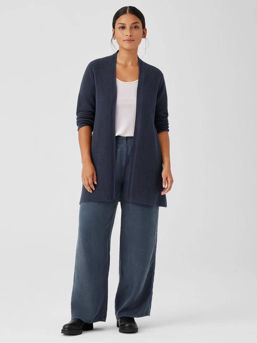 Eileen Fisher Sweaters &amp; Cardigans | Peruvian Organic Cotton Crepe Cardigan Ocean - Women