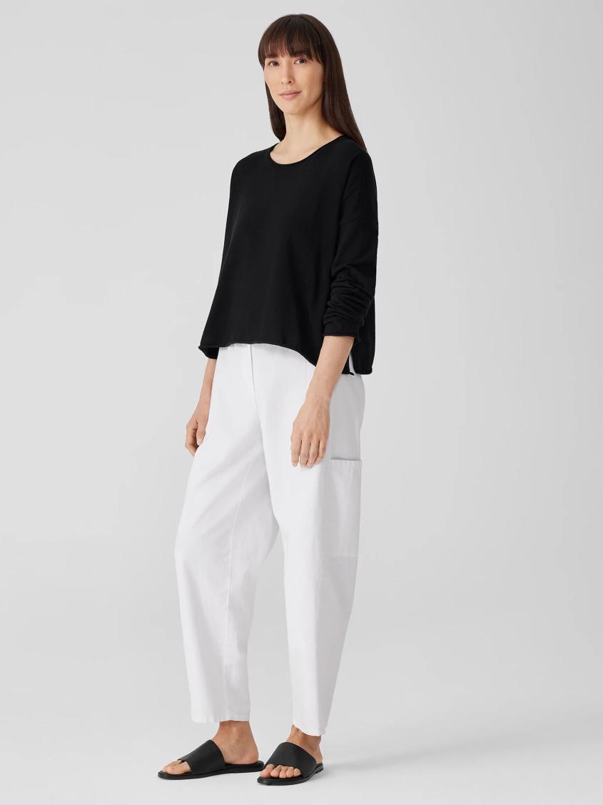 Eileen Fisher Sweaters &amp; Cardigans | Peruvian Organic Cotton Crepe Crew Neck Top Black - Women