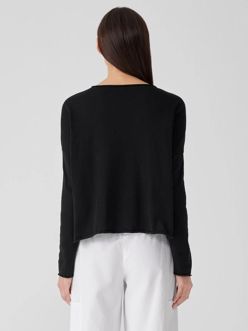Eileen Fisher Sweaters &amp; Cardigans | Peruvian Organic Cotton Crepe Crew Neck Top Black - Women