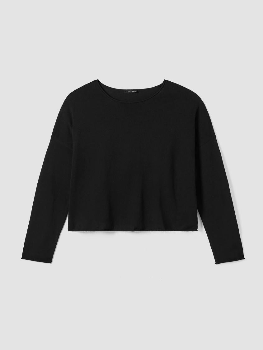 Eileen Fisher Sweaters &amp; Cardigans | Peruvian Organic Cotton Crepe Crew Neck Top Black - Women