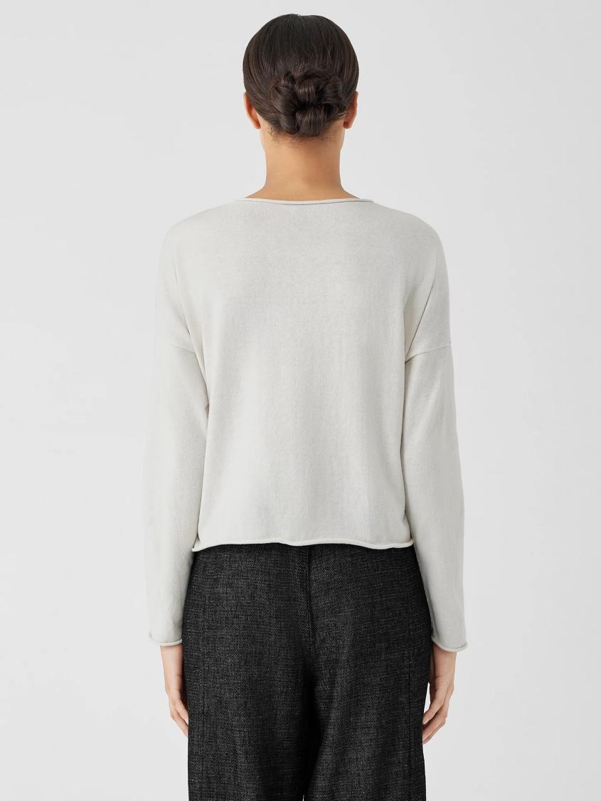 Eileen Fisher Sweaters &amp; Cardigans | Peruvian Organic Cotton Crepe Crew Neck Top Bone - Women